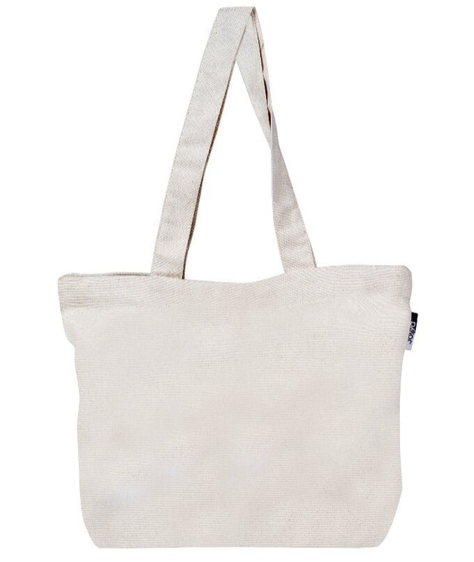 Organic Cotton Tote Bags With Zipper and Inner Pocket - 2 Pack –