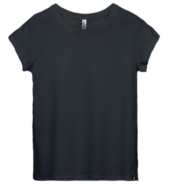 Fair Trade, ethical and organic women's blank black fitted t-shirt | Kindred Apparel | Liminal Apparel | Joyya USA