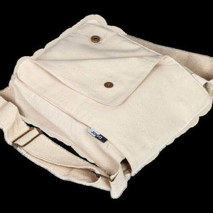Made to order Organic and fair trade canvas messenger bag with adjustable strap | Kindred Apparel Canada | Liminal Apparel | Joyya USA