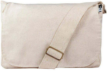 Blank Organic Cotton Canvas Adjustable Shoulder Messenger Bag in Natural | Kindred Apparel | Liminal Apparel | Joyya USA