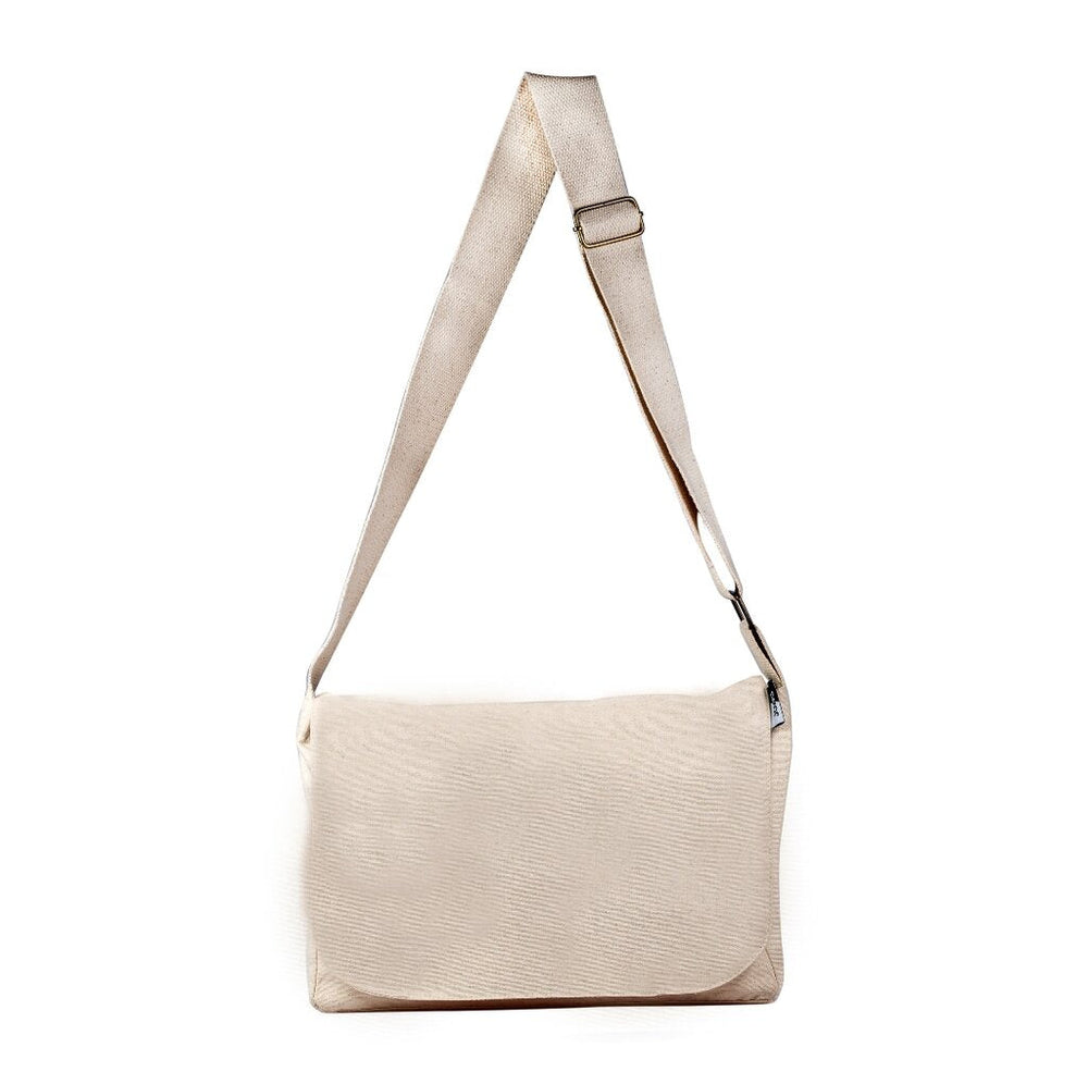 Fair Trade Organic Canvas Messenger bag with adjustable shoulder strap ethically made | Kindred Apparel | Liminal Apparel | Joyya USA
