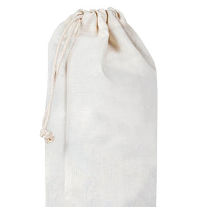 Sustainable and Fair Trade Blank Canvas Drawstring Pouch with Round Bottom available blank or custom printed with your design | Kindred Apparel Canada | Liminal Apparel | Joyya USA