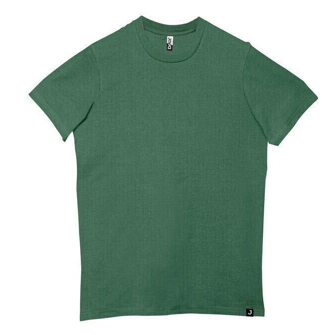 Fair Trade and ethically made blank deep sage green unisex t-shirts available in bulk from Kindred Apparel Canada | Liminal Apparel | Joyya USA