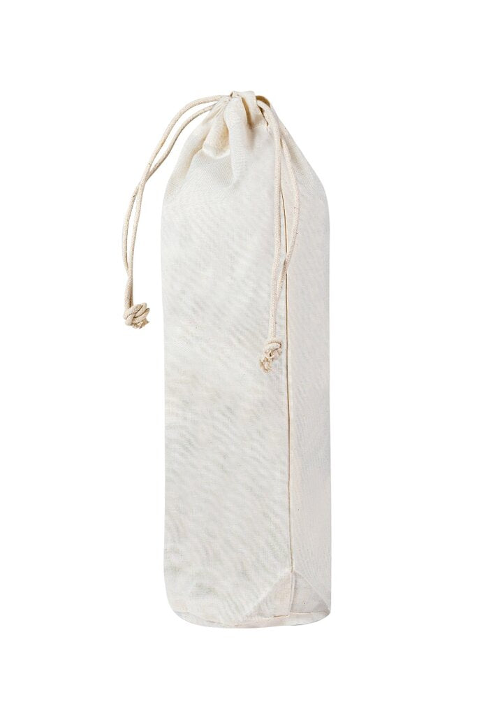 Ethically Made 100% Cotton Canvas Wine Bag with Drawstring Closure