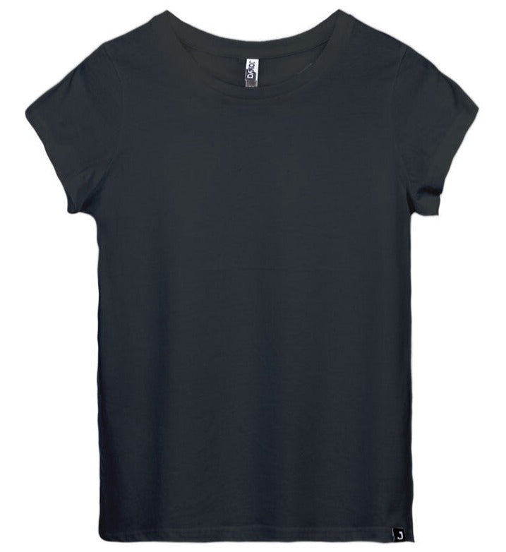 Fair Trade, ethical and organic women's blank black fitted t-shirt | Kindred Apparel | Liminal Apparel | Joyya USA