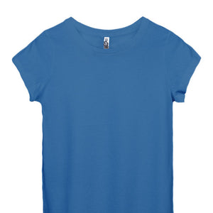 Sustainably made organic women's blank fitted t-shirt in blue | Kindred Apparel | Liminal Apparel | Joyya USA