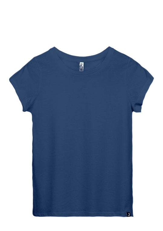 Navy blue blank cap sleeve t-shirts sustainably and ethically made by Joyya | Kindred Apparel | Liminal Apparel | Joyya USA