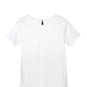 Eco tee white custom screen printed organic cotton Women's V-Neck Short Sleeve T-Shirt. Perfect for printing or wearing blank. Kindred Apparel Canada | Liminal Apparel | Joyya USA