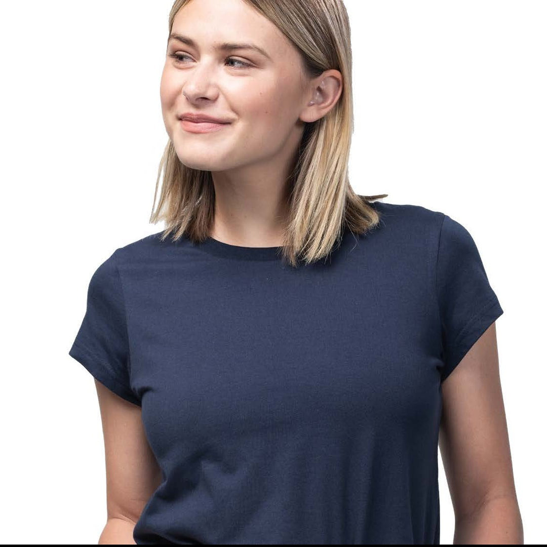 Fair trade and ethically made organic cotton capped sleeve women's t-shirt. Perfect for printing or left blank. Available in singles or bulk from Kindred Apparel