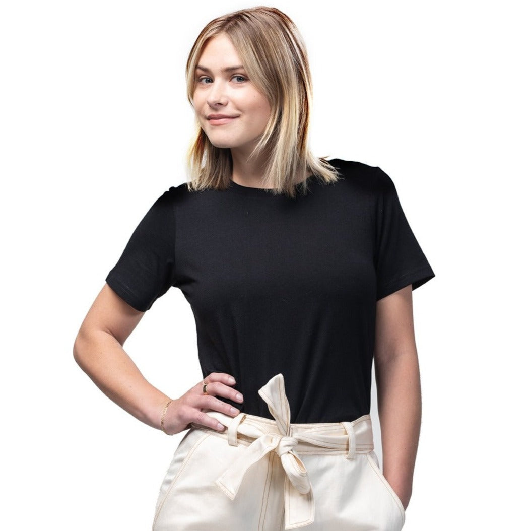 Womens organic cotton short sleeve black t-shirt | Kindred Apparel
